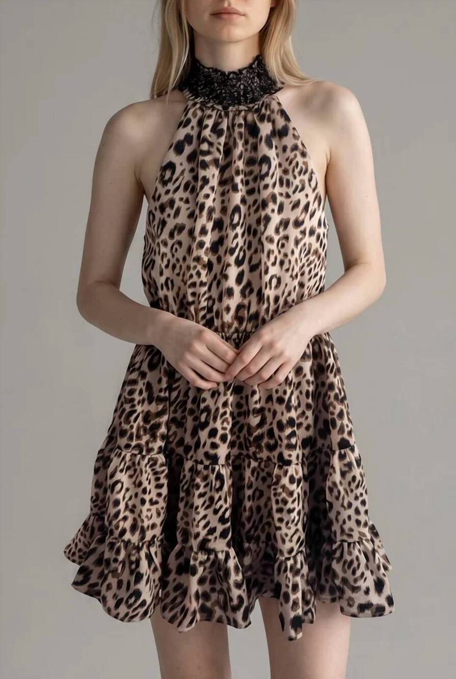 NEW INA FASHION halter mini dress in leopard